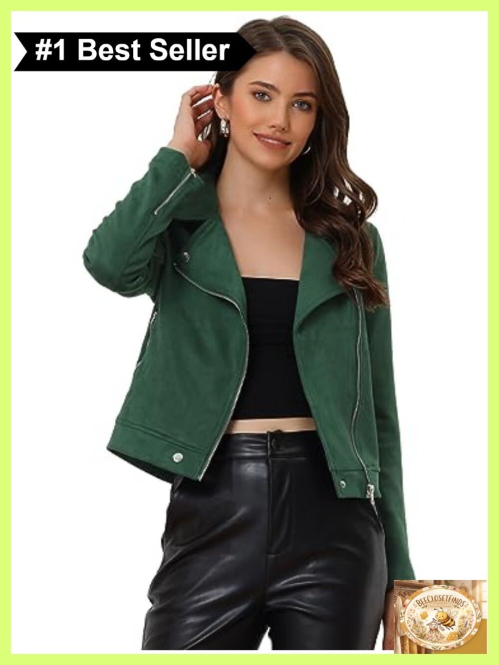 Faux Suede Moto Biker Jacket Asymmetric Zip Convertible Collar